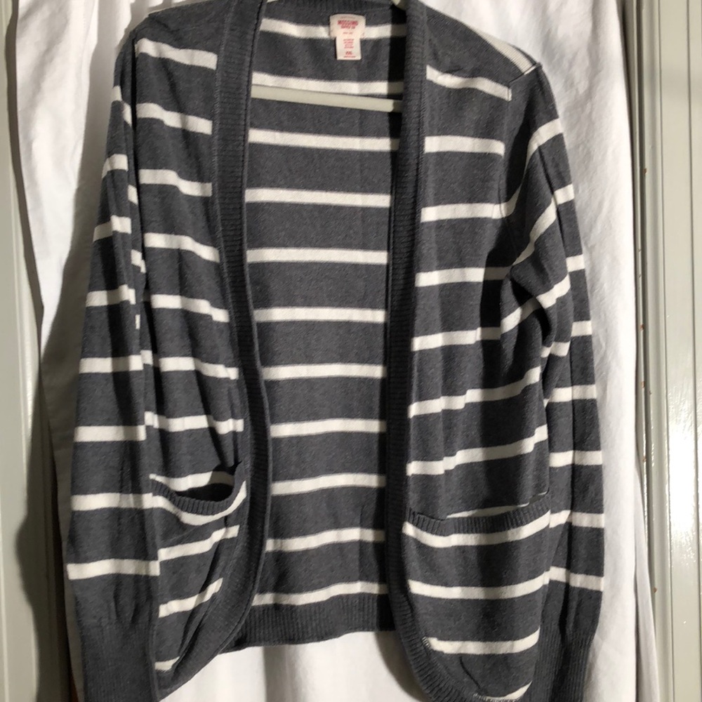 Mossimo striped open cardigan sweater XXL gray